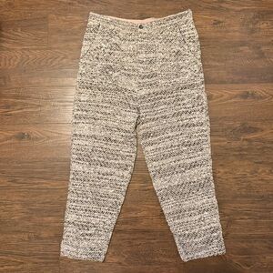 Free People Cozy Knit Beige Crop Stretch Cotton Trouser Pants Women Size Medium